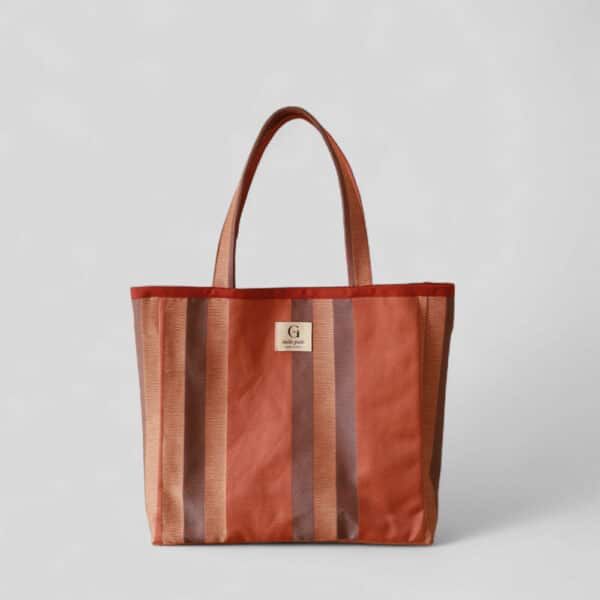 Bolso shopper Carmen - rayas coral