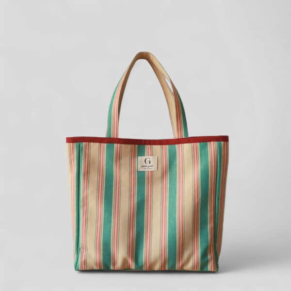 Bolso shopper Carmen - rayas turquesas y frambuesas