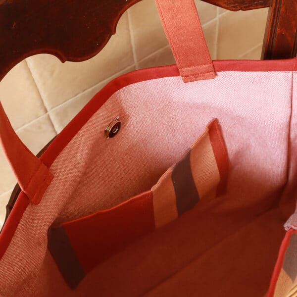 Bolso shopper Carmen - rayas coral - Imagen 3