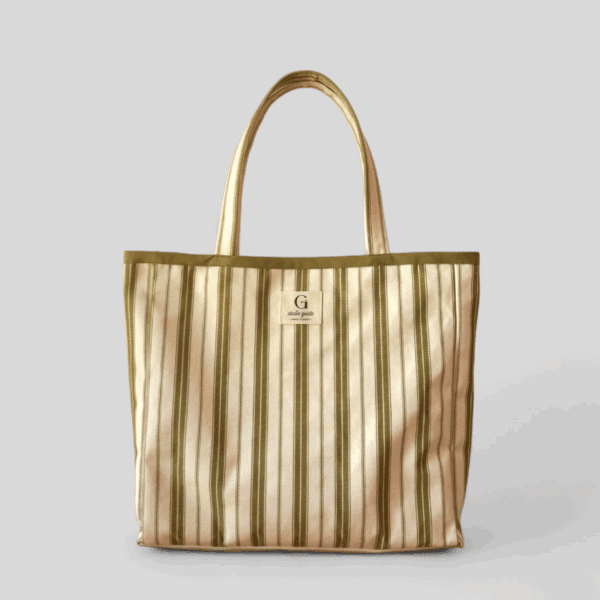 Bolso shopper Carmen - rayas verdes y blancas - Imagen 4