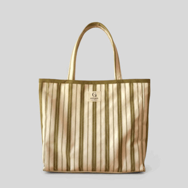 Bolso shopper Carmen - rayas verdes y blancas