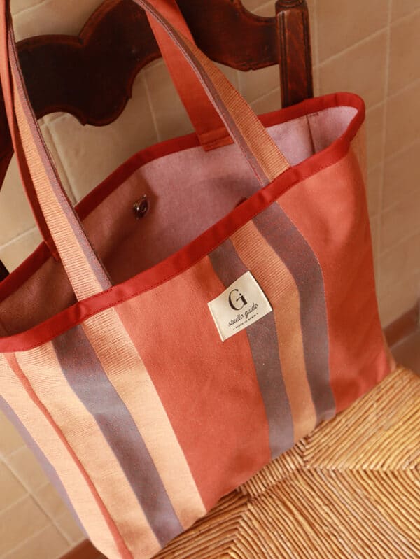 Bolso shopper Carmen - rayas coral - Imagen 2