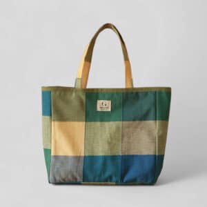 Bolso shopper Carmen - cuadros verdes azulados