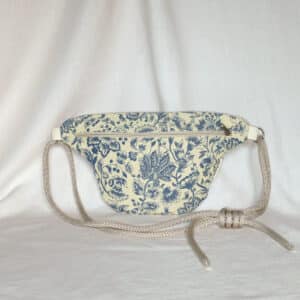 sac banane artisanal tapisserie florale bleu beige riñonera artesanal tapiceria azul beige