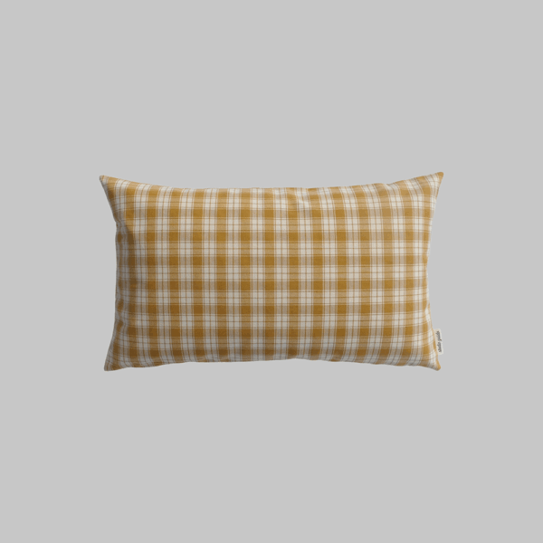 housse de coussin carreaux jaune ambré funda de cojin cuadros amarillo ambar