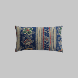 coussin motifs fleurs lignes bleus cojin flores lineas azules